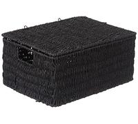 Woodluv Storage Boxes With Lid Large, Storage Baskets for shelves, Storage Hamper Basket - Black