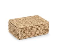 Woodluv Storage Boxes with Lids, Woven Natural Seagrass, Nesting Storage Baskets for Shelves, Gift Hamper Basket | Shelf Hamper Organiser for Bathroom, Bedroom, Kitchen & Home Office, Small