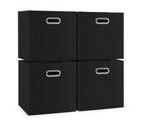 woodluv Storage Cube Boxes Medium, Set of 4 Foldable Storage Basket for Cupboards, Shelves, Closet, Set of 4, Black, 30 x 30 x 30 cm