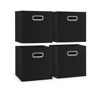 woodluv Storage Cube Boxes Small, Set of 4 Foldable Storage Basket for Cupboards, Shelves, Closet, Set of 4, Black, 25 x 25 x 25 cm