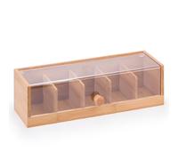 Woodluv Tea Box, Tea Bag Organiser, Tea Box for Tea Bags, Tea Bag Holder, Tea Caddy, 5 Compartment Tea Tidy