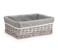 Woodluv Willow Wicker Storage Basket for Shelves, Gift Hamper Baskets, Multi-purpose Decorative Organiser, Large - Grey
