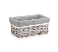 Woodluv Willow Wicker Storage Basket for Shelves, Gift Hamper Baskets, Multi-purpose Decorative Organiser, Small - Grey
