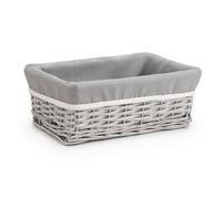 Woodluv Willow Wicker Storage Basket for Shelves, Gift Hamper Baskets, Multi-purpose Decorative Organiser, Medium - Grey