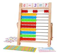 WOODMAM Wooden Frame Abacus for Kids Math, Educational Counting Toy with Counting Sticks and Number Alphabet Cards, Preschool Learnig Toys Gift for Boys Girls Age 3+ Years Old