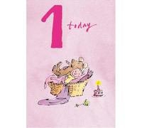 Woodmansterne Girl's 1st Birthday Card - Happy Birthday Card Age 1 with Quentin Blake Baby and Teddy Bear Illustrated Design - Birthday Card for Children