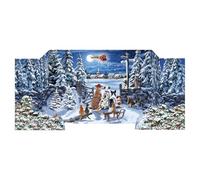 Woodmansterne 3D Fold-Out Picture Advent Calendar - Traditional Christmas Countdown Advent Calendar - Festive Dogs in the Snow Scene