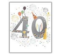 Woodmansterne Male/Female 40th Birthday Card from Age 40 - Fireworks & Champagne - Foil Finish