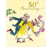 Woodmansterne 50th Golden Anniversary Card - Vibrant Quentin Blake Illustration - Happy Golden Wedding Celebration Card for Couples