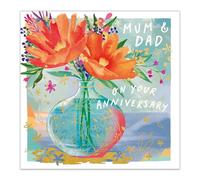 Woodmansterne Anniversary Card for Mum and Dad, Lovely Floral Design
