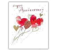 Woodmansterne Anniversary Card - Happy Anniversary Card with Heart Balloon Design and a Foil Finish - Anniversary Card for a Special Couple or Someone Special
