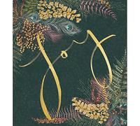 Woodmansterne Artistic Charity Christmas Cards - 'Joy' Peacock Feathers & Foliage with Foil Details - Eco-Friendly & Recyclable - Pack of 5 Cards