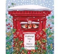 Woodmansterne Artistic Charity Christmas Cards - Robins in Post Box - Eco-Friendly & Recyclable - Pack of 5 Cards
