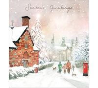 Woodmansterne Artistic Charity Christmas Cards - Winter Village Scene - Eco-Friendly & Recyclable - Pack of 5 Cards