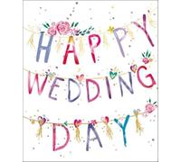 Woodmansterne Artistic 'Happy Wedding Day' Greeting Card - Beautiful Bunting Design - From The Pink Range