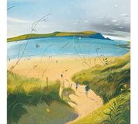 Woodmansterne Artistic Male/Female Open Blank Greeting Card - Going Down to the Beach, Coastal Path