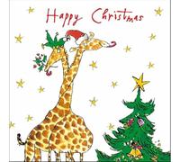 Woodmansterne Artistic Open Christmas Greeting Card - Christmas Giraffes - Festive Giraffe Couple Illustration By Artist Quentin Blake - Suitable For Him/For Her