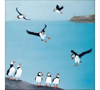 Woodmansterne Birthday/Blank Card for Men/Women - General Male/Female Card - Puffin Friends - Eco-Friendly and Recyclable