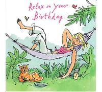 Woodmansterne Birthday Card (5944) - Quentin Blake - Lady in Hammock
