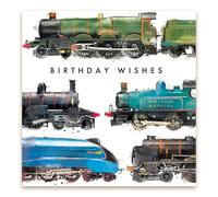 Woodmansterne Birthday Card for Men - Charming Vintage Steam Trains Design - Premium Greeting Card with Envelope