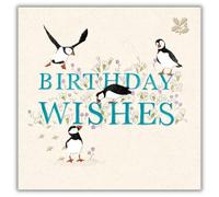 Woodmansterne Birthday Card for Men or Women - National Trust Puffin Design - Embossed Finish - Nature-Inspired Birthday Greeting Card