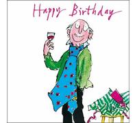 Woodmansterne Birthday Card for Men - Quentin Blake Man With Glass of Red Wine Design - Vibrant Birthday Greeting Card