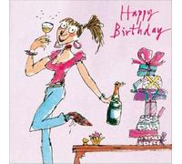 Woodmansterne Birthday Card for Women - Quentin Blake Cartoon Party Design - Vibrant Birthday Greeting Card
