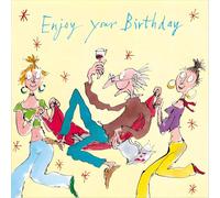 Woodmansterne Birthday Card - Happy Birthday Card for Men or Women with Quentin Blake Wine Party Illustrated Design