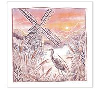 Woodmansterne Blank Greeting Card for Men or Women - Charming Windmill and Sunset Design - Embossed Finish - Premium Greeting Card with Envelope - Suitable for Birthdays & Other Occasions