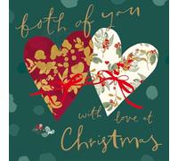 Woodmansterne Both Of You Christmas Card Artistic Foiled Love Hearts Wreath Xmas Greetings - Paper Chain Festive Design, Heartfelt Message, Eco-Friendly, Keepsake, For Couples