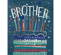 Woodmansterne Brother Birthday Card - Contemporary Cake and Candles Design - Foil Finish - Happy Birthday Card for Him