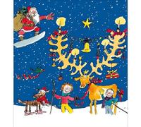 Woodmansterne Charity Christmas Card Pack of 5 - Quentin Blake Santa and Reindeer Illustration - Christmas Card Multipack - In Aid of UK Charities