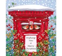 Charity Christmas Cards - Supporting Age UK, British Heart Foundation, Marie Curie and Mind - Pack of 5 - Robins and Snowy Post Box - Made in the UK - Eco-Friendly