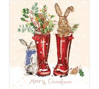 Woodmansterne Charity Christmas Cards - Pack of 5 Premium Christmas Greeting Cards with Envelopes - Festive Rabbits in the Snow - Supporting UK Charities