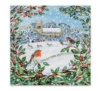 Woodmansterne Charity Christmas Cards, Pack of 5, Robin & Deer Winter Scene | Wildlife and Snowy Landscape, Supporting UK Charities, With Envelopes, Made in the UK
