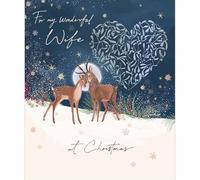 Woodmansterne Christmas Card for Wife - Stag and Doe Romantic Design - Embossed Foil Finish - Festive Christmas Greeting Card for a Wonderful Wife - For Her