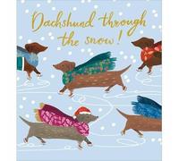Woodmansterne Christmas Cards Dachshund Dog Ice Skating Pack of 5 - Charity Xmas