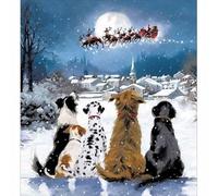 Woodmansterne Christmas Cards Dogs Watching Santa Pack of 5 - Charity Xmas