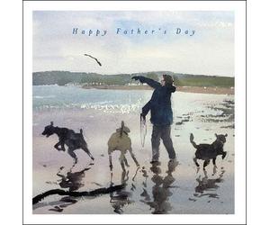 Woodmansterne Dog Walking on The Beach Fathers Day Card