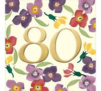 Woodmansterne Female 80th Birthday Card - Happy Birthday Card Age 80 with Floral Emma Bridgewater Design and a Foil Finish - Birthday Card for Women