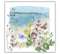 Woodmansterne Female Birthday/Blank Card for Women with Artistic Floral Lake and Butterfly Design and an Embossed Finish - General Card Suitable for Any Occasion