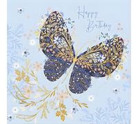 Woodmansterne Female Birthday Card - Happy Birthday Card for Women with National Trust Feminine Floral Butterfly Design and an Embossed Foil Finish