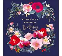 Woodmansterne Female Wonderful Birthday Card - Happy Birthday Card for Women with Stephanie Dyment Artistic Floral Wreath Design and a Foil Finish