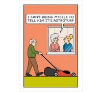 Woodmansterne Funny Birthday/Blank Greeting Card - Blank Card for Men/Women with Humorous Astroturf Lawnmower Joke Design - General Card Suitable for Any Occasion
