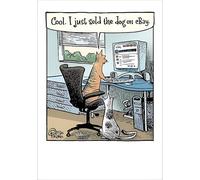 Woodmansterne Funny Birthday/Blank Greeting Card - Blank Card for Men/Women with Humorous Cat Selling the Dog Design - General Card Suitable for Any Occasion