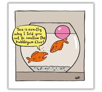 Woodmansterne Funny Birthday Card for Men - Hilarious Cartoon Fish ‘Bubblegum' Joke - Blank Inside - Animal Greeting Card for Him