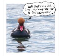 Woodmansterne Funny Birthday Card - RSPB Duck Hairdresser Surprise Design - For Him or Her - Amusing All Occasion Greeting Card - Blank Inside
