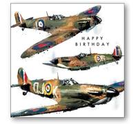 Woodmansterne General Male Birthday Card for Men/Boys - 'Spitfires' Fighter Aircraft Illustration - Eco-Friendly & Recyclable - From Cardmix