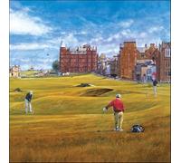 Woodmansterne General Male Birthday Card for Men - St. Andrews Golfing Scene - Eco-Friendly & Recyclable - Made in the UK