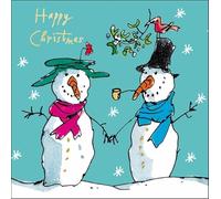Woodmansterne General Male/Female Christmas Card - Quentin Blake Snowman Couple Holding Hands with Foil Details- Eco-Friendly and Recyclable